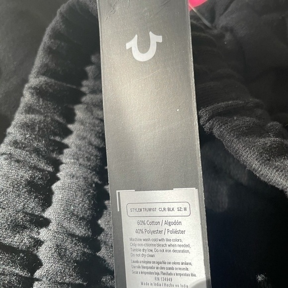 NEW Authentic True Religion Sweat Shorts Black Red - Picture 7 of 9